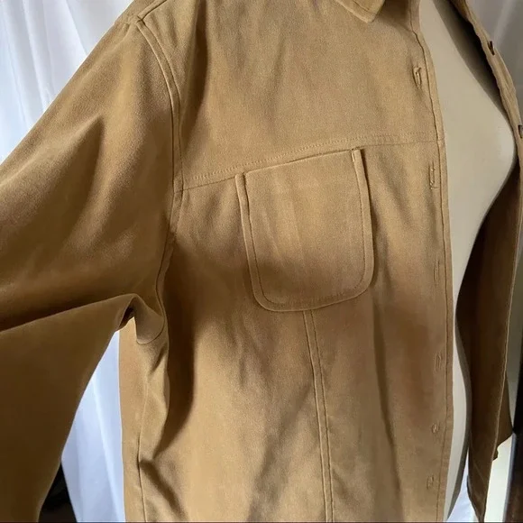 Vintage White Stag button down Shirt Jacket shacket Tan with Stretch - Picture 8 of 9